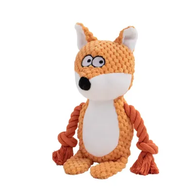 Plush rope fox dog toy